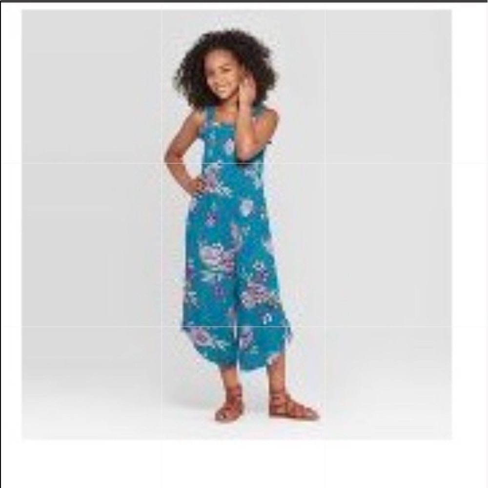 Art Class Smocked Jumpsuit Turquoise & Purple S​